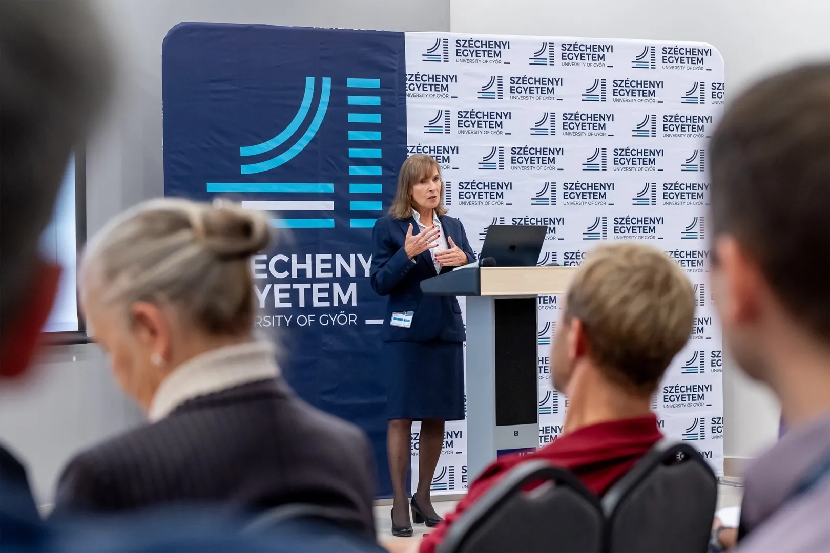 Nancy R. Steele, representing MIT linQ, spoke at the opening (Photo: András Adorján)